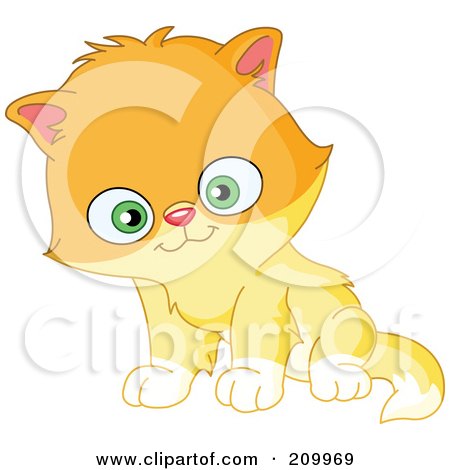 Royalty-Free (RF) Clipart Illustration of a Cute Green Eyed Orange Kitten Sitting by yayayoyo