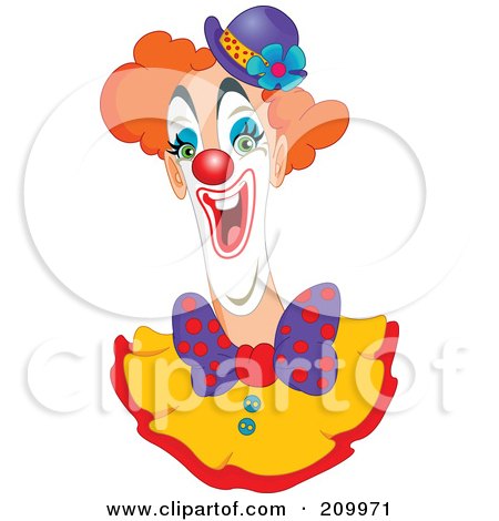 Royalty-Free (RF) Clipart Illustration of a Goofy Clown With An Open Mouth And Purple Hat by yayayoyo