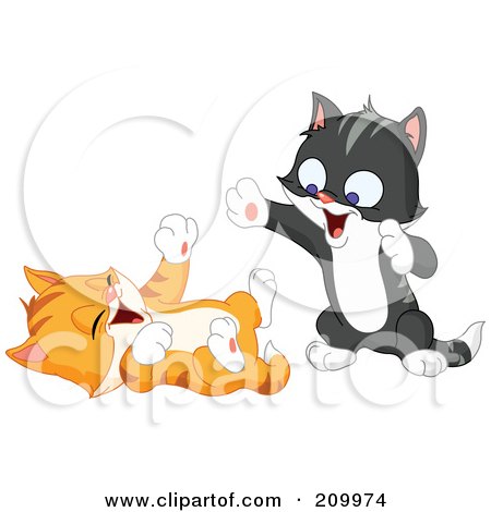 Royalty-Free (RF) Clipart Illustration of Two Playful Happy Kittens Playing by yayayoyo