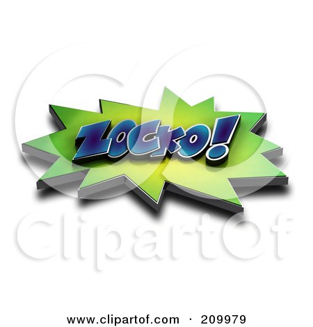 Royalty-Free (RF) Clipart Illustration of a 3d ZOCKO Comic Cloud With A Shadow by stockillustrations