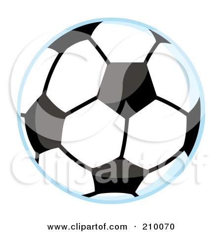 Royalty-Free (RF) Clipart Illustration of a Soccer Ball With A Blue Outline by Hit Toon
