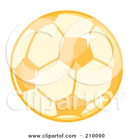 Royalty-Free (RF) Clipart Illustration of a Golden Sparkling Soccer Ball by Hit Toon