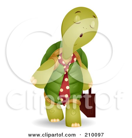 Royalty-Free (RF) Clipart Illustration of a Cute Business Tortoise Carrying A Briefcase by BNP Design Studio