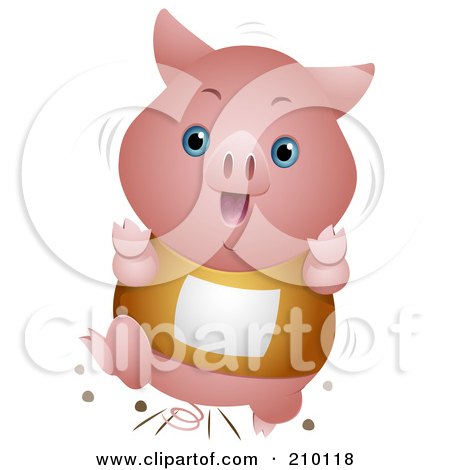 Royalty-Free (RF) Clipart Illustration of a Cute Piglet Running In A Race by BNP Design Studio