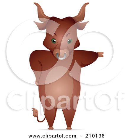 Royalty-Free (RF) Clipart Illustration of a Bull Standing Upright And Pointing With One Arm by BNP Design Studio