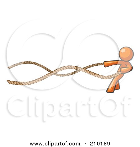 Royalty-Free (RF) Clipart Illustration of an Orange Design Mascot Man With A Rope Around His Waist by Leo Blanchette
