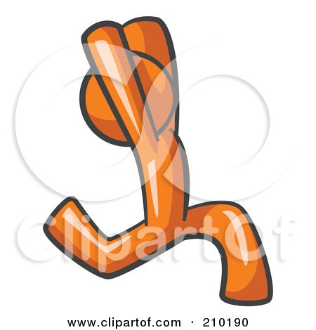 Royalty-Free (RF) Clipart Illustration of an Orange Man Design Mascot Running Away With His Arms In The Air by Leo Blanchette