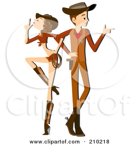 Royalty-Free (RF) Clipart Illustration of a Western Couple Posing by BNP Design Studio