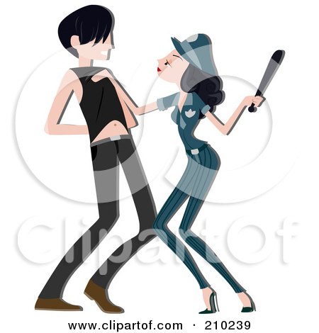 Royalty-Free (RF) Clipart Illustration of a Police Woman Arresting A Man by BNP Design Studio