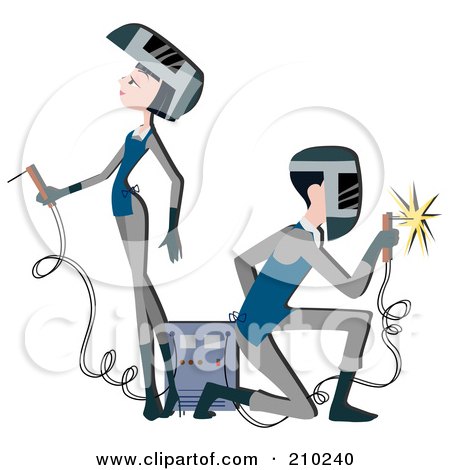 Royalty-Free (RF) Clipart Illustration of a Architect Couple Drafting by BNP Design Studio
