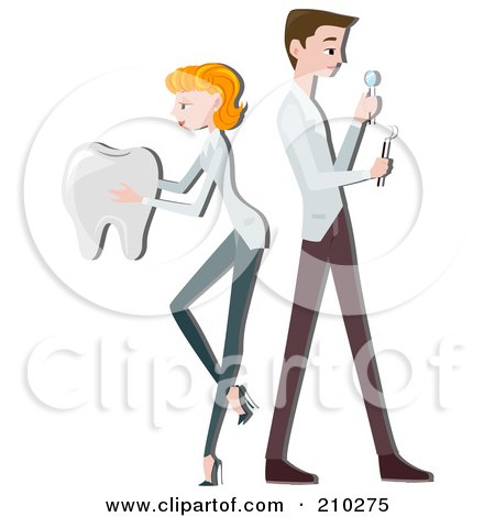 Royalty-Free (RF) Clipart Illustration of a Dentist Couple Working by BNP Design Studio