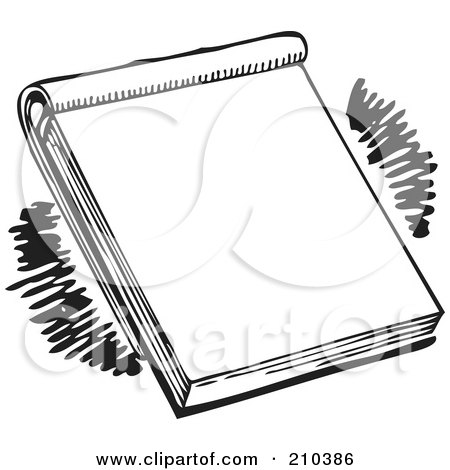Royalty-Free (RF) Clipart Illustration of a Retro Black And White Note Pad by BestVector