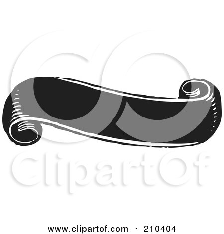Royalty-Free (RF) Clipart Illustration of a Retro Black And White Banner With Curling Edges by BestVector