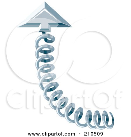 Royalty-Free (RF) Clipart Illustration of a Springy Silver Arrow Pointing Upwards by MilsiArt
