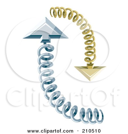 Royalty-Free (RF) Clipart Illustration of a Digital Collage Of Springy Silver And Gold Arrows by MilsiArt