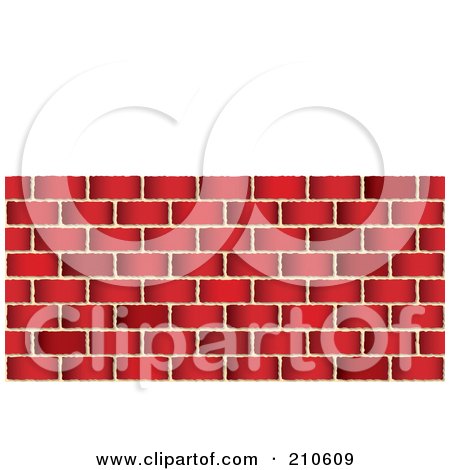 Royalty-Free (RF) Clipart Illustration of a Red Brick Wall Under White Space by michaeltravers