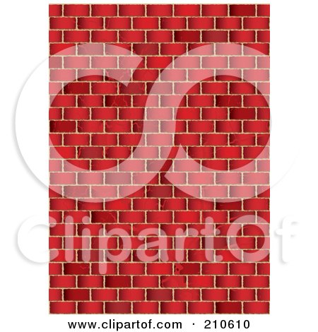 Royalty-Free (RF) Clipart Illustration of a Grungy Red Brick Wall Background by michaeltravers