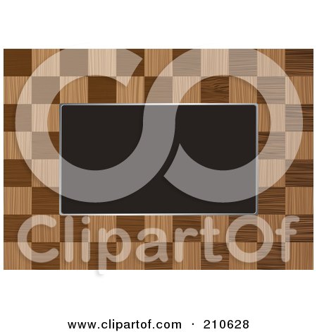 Royalty-Free (RF) Clipart Illustration of a Checkered Wooden Border Frame Around Blank Space by michaeltravers