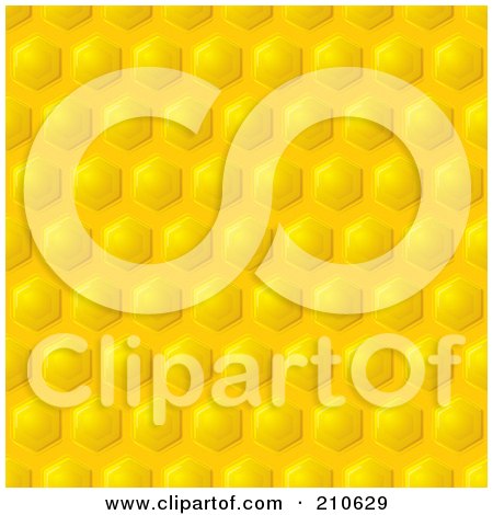 Royalty-Free (RF) Clipart Illustration of a Golden Honeycomb Pattern Background With Diagonal Rows by michaeltravers