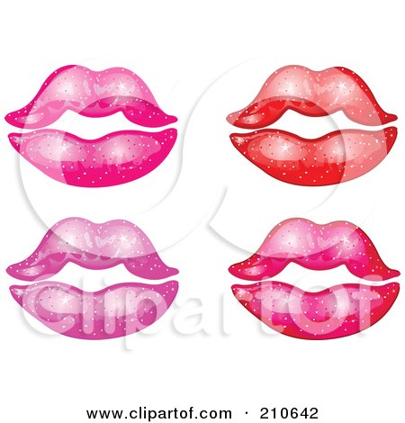Royalty-Free (RF) Clipart Illustration of a Digital Collage Of Sparkly Feminine Lips With Lipstick by yayayoyo