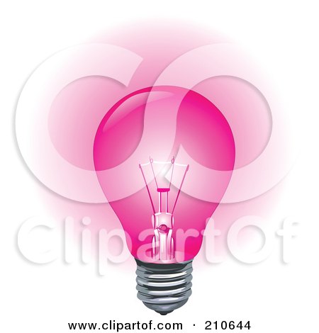 Royalty-Free (RF) Clipart Illustration of a Pink Light Bulb Aglow by yayayoyo