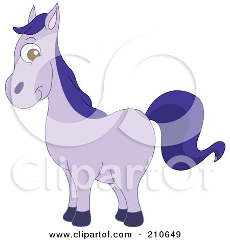Royalty-Free (RF) Clipart Illustration of a Cute Barnyard Purple Horse In Profile by yayayoyo