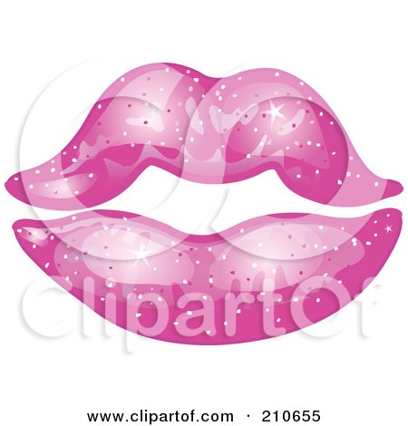 Royalty-Free (RF) Clipart Illustration of a Pair Of Sparkly Feminine Lips With Purple Lipstick by yayayoyo