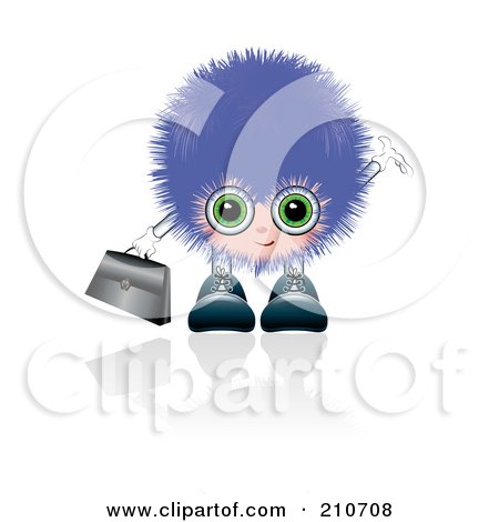 Royalty-Free (RF) Clipart Illustration of a Furry Guy Wearing Glasses And Carrying A Briefcase by MilsiArt