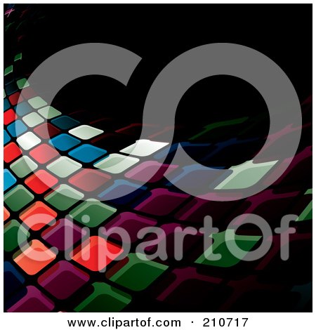 Royalty-Free (RF) Clipart Illustration of a Mosaic Tile Wave Background On Black by MilsiArt