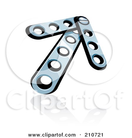 Royalty-Free (RF) Clipart Illustration of a 3d Metal Arrow With Holes, Pointing Up by MilsiArt