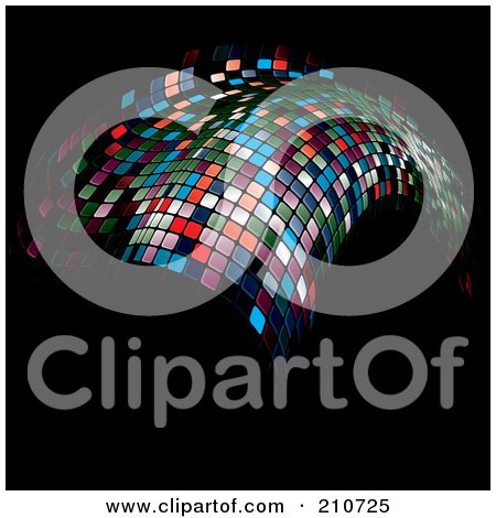 Royalty-Free (RF) Clipart Illustration of a Floating Mosaic Wave On Black by MilsiArt