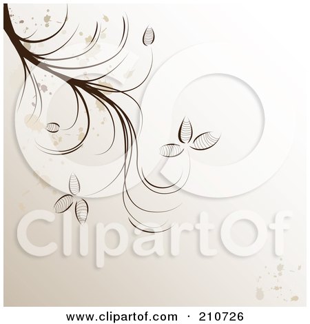 Royalty-Free (RF) Clipart Illustration of a Splattered Brown Vine Over Beige by MilsiArt