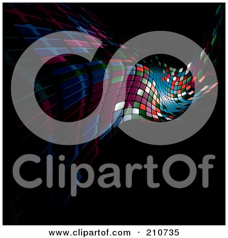 Royalty-Free (RF) Clipart Illustration of Wavy Mosaic Tiles Fading Into Black by MilsiArt