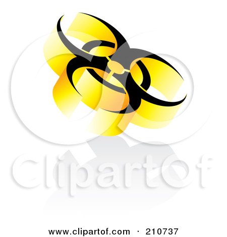 Royalty-Free (RF) Clipart Illustration of a Slanted Yellow And Black 3d Biohazard Symbol by MilsiArt