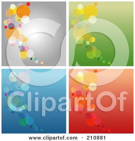 Royalty-Free (RF) Clipart Illustration of a Digital Collage Of Gray, Green, Blue And Red Backgrounds With Colorful Dots by dero