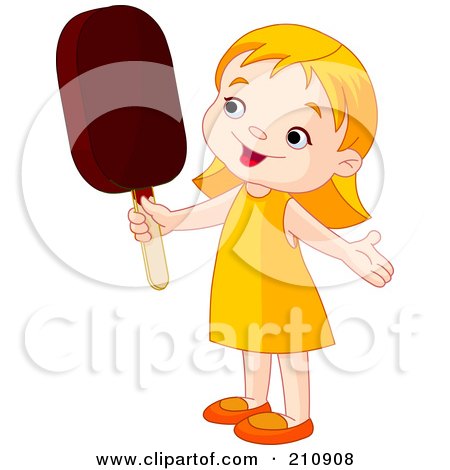 Royalty-Free (RF) Clipart Illustration of a Cute Toddler Girl Holding An Ice Pop by Pushkin