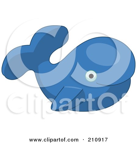 Royalty-Free (RF) Clipart Illustration of a Happy Blue Whale Smiling, Facing Right by Pushkin