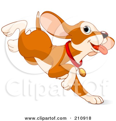 Royalty-Free (RF) Clipart Illustration of a Cute Beagle Puppy Jumping And Running With His Ears Flapping by Pushkin