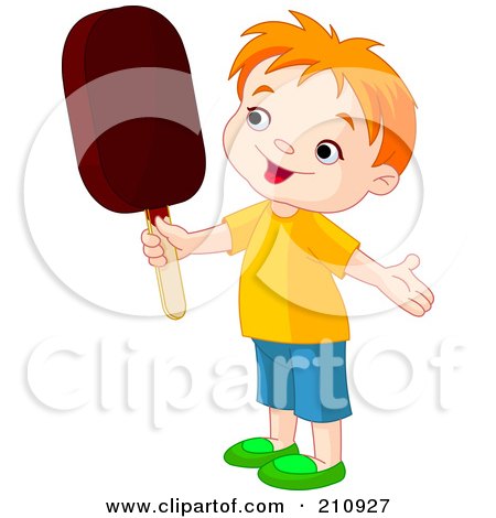 Royalty-Free (RF) Clipart Illustration of a Cute Toddler Boy Holding An Ice Pop by Pushkin