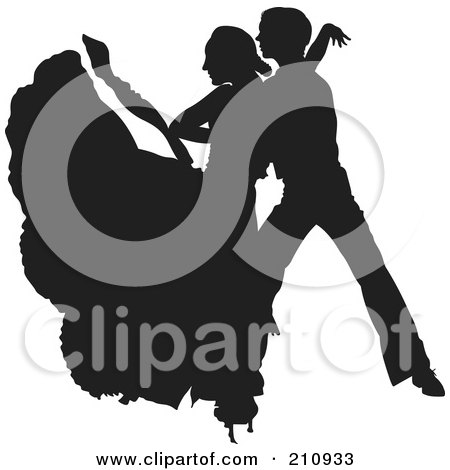Royalty-Free (RF) Clipart Illustration of a Black Dancer Couple Silhouette - Version 1 by dero