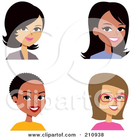 Royalty-Free (RF) Clipart Illustration of a Digital Collage Of Four Professional Female Avatars by Monica