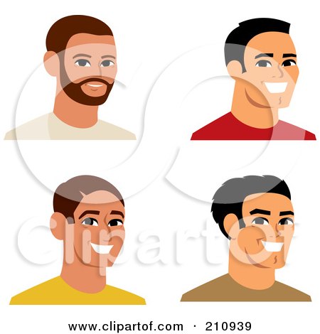 Royalty-Free (RF) Clipart Illustration of a Digital Collage Of Four Smiling Male Avatars - 6 by Monica