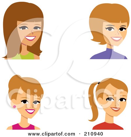 Royalty-Free (RF) Clipart Illustration of a Digital Collage Of Four Blond Female Avatars by Monica