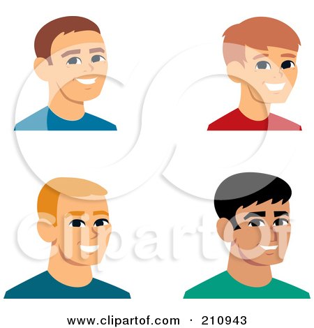Royalty-Free (RF) Clipart Illustration of a Digital Collage Of Four Smiling Male Avatars - 4 by Monica
