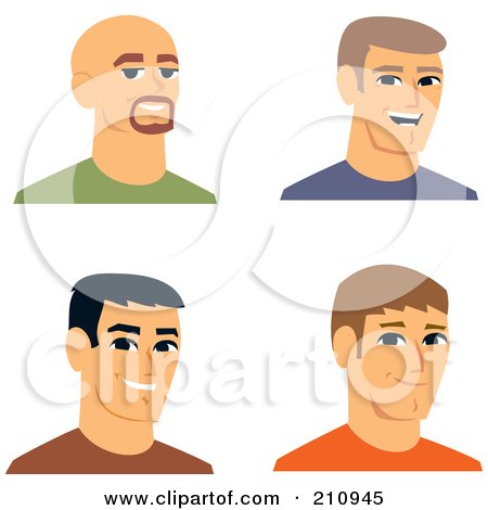 Royalty-Free (RF) Clipart Illustration of a Digital Collage Of Four Smiling Male Avatars - 3 by Monica