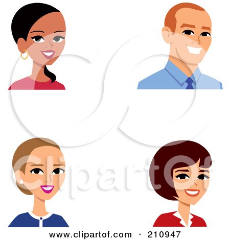 Royalty-Free (RF) Clipart Illustration of a Digital Collage Of Male And Female Business Avatars by Monica