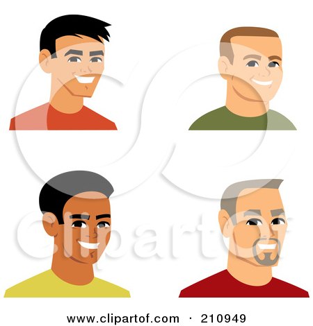 Royalty-Free (RF) Clipart Illustration of a Digital Collage Of Four Smiling Male Avatars - 5 by Monica