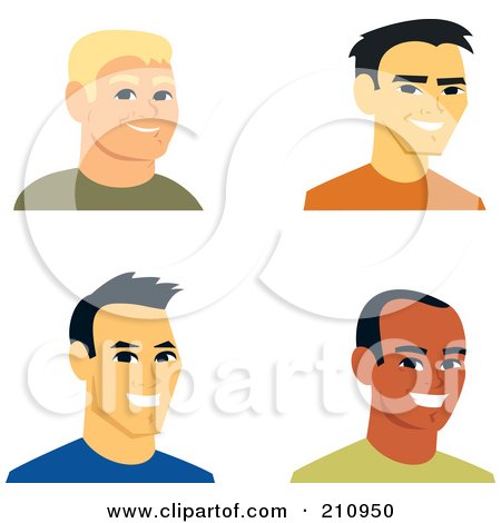 Royalty-Free (RF) Clipart Illustration of a Digital Collage Of Four Smiling Male Avatars - 2 by Monica