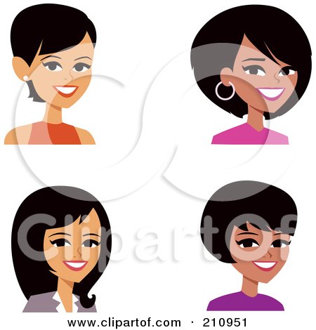 Royalty-Free (RF) Clipart Illustration of a Digital Collage Of Four Professional Women Avatars by Monica