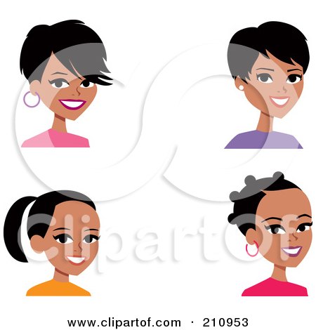 Royalty-Free (RF) Clipart Illustration of a Digital Collage Of Four Black Women Avatars by Monica